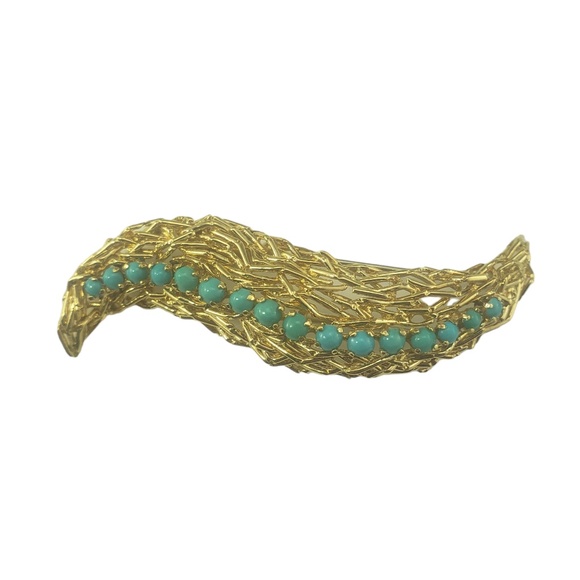 Tiffany & Co. 18 Karat Yellow Gold and Turquoise Brooch/Pin #16802 - Picture 1 of 8